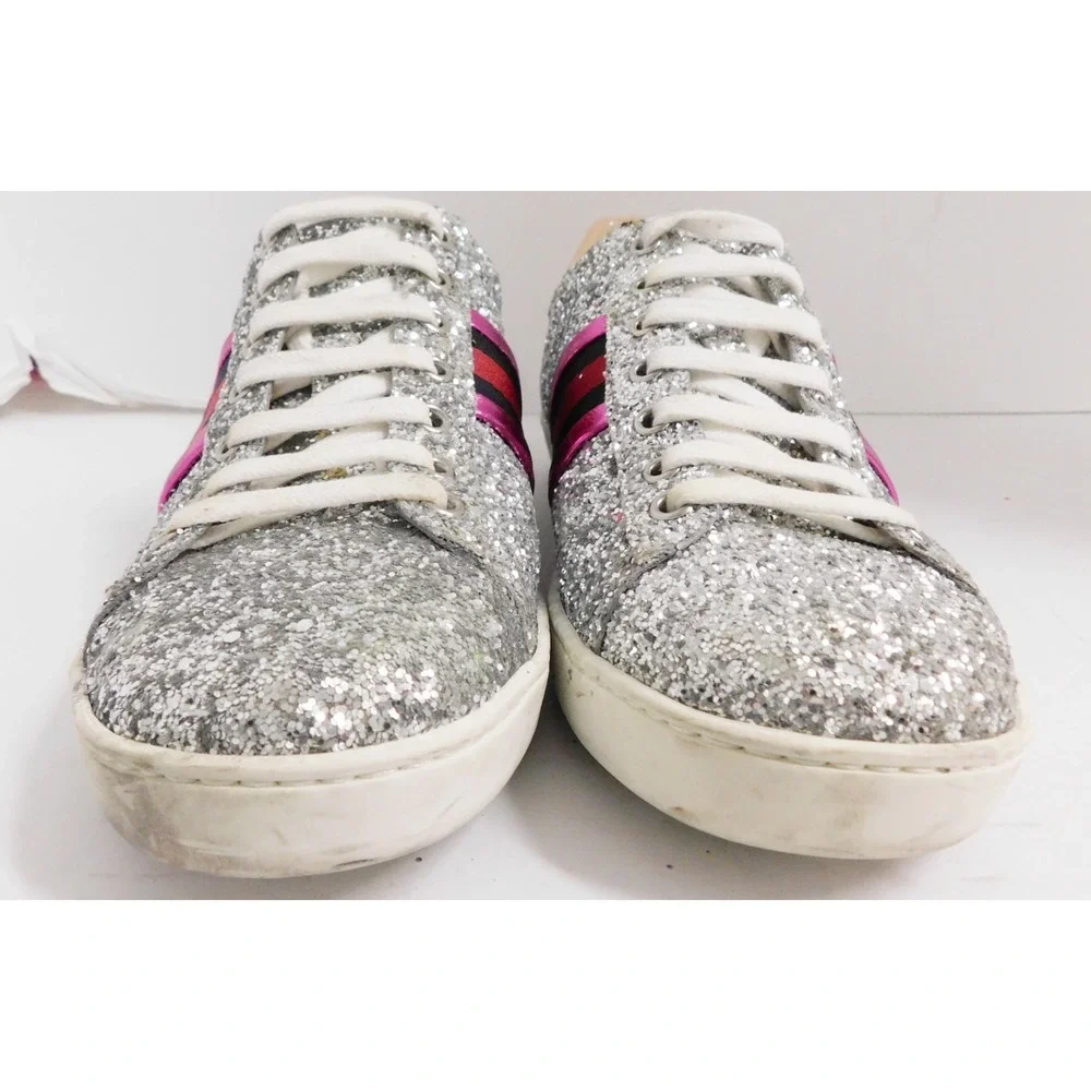 Gucci Ace Glitter Low Top Lace Up Sneakers Size EU 40/Fits Like US 9.5
